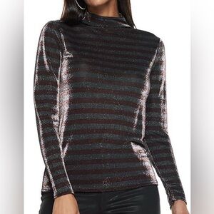 Nine West Brown and Silver Striped Top